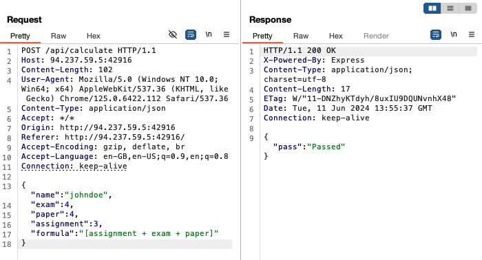 getting ‘passed’ using specified formula