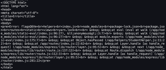 output of ls in error message