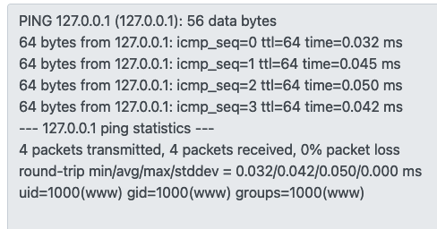 executing id command on back end server