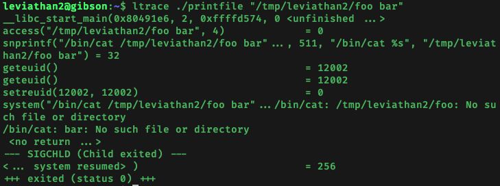 printfile with “foo bar” file