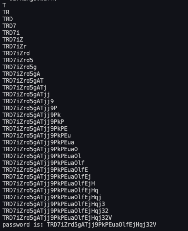 result of running brute forcing script