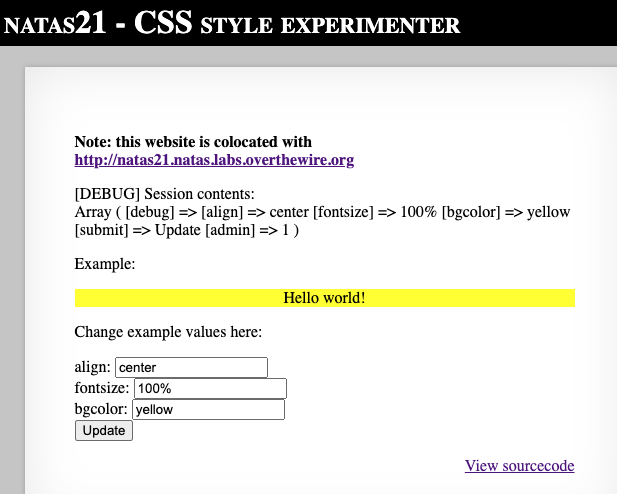 admin session variable set